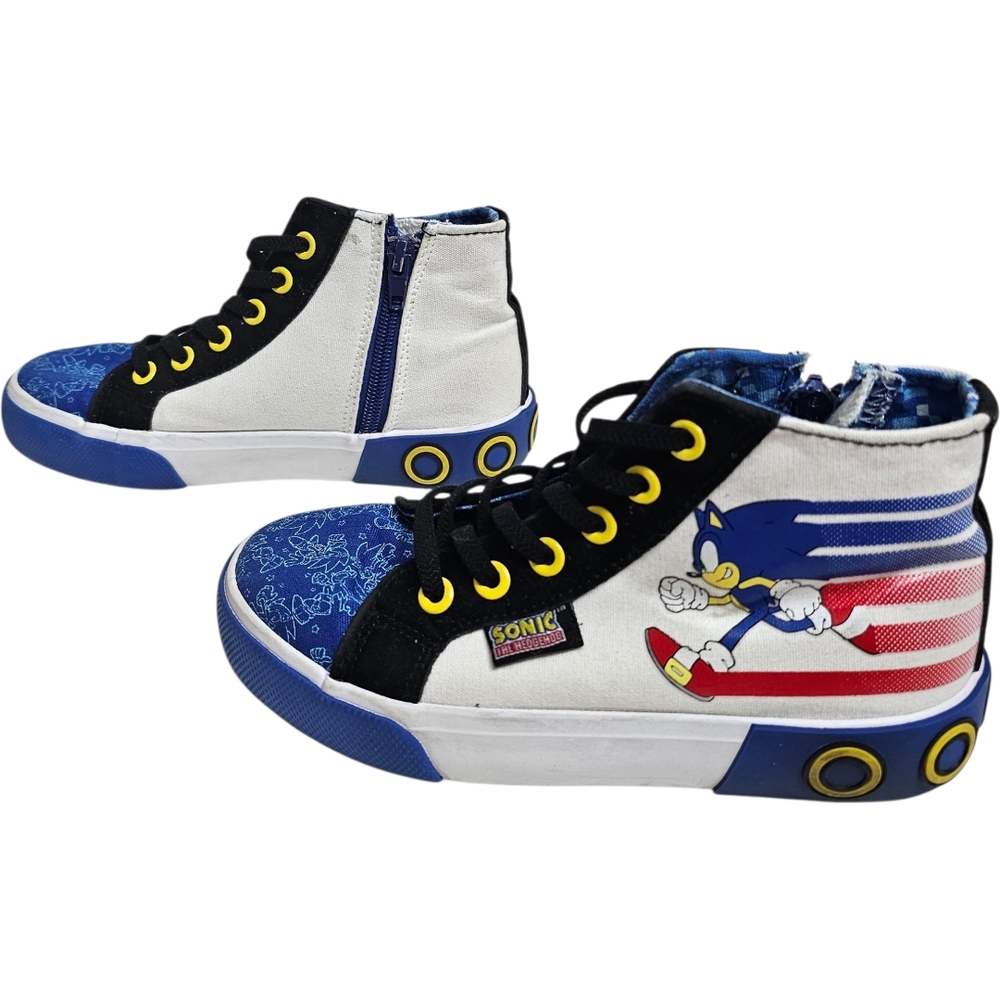 SEGA Sonic The Hedgehog Kids High-Top Character Sneakers Blue White Size 1 - Picture 5 of 9